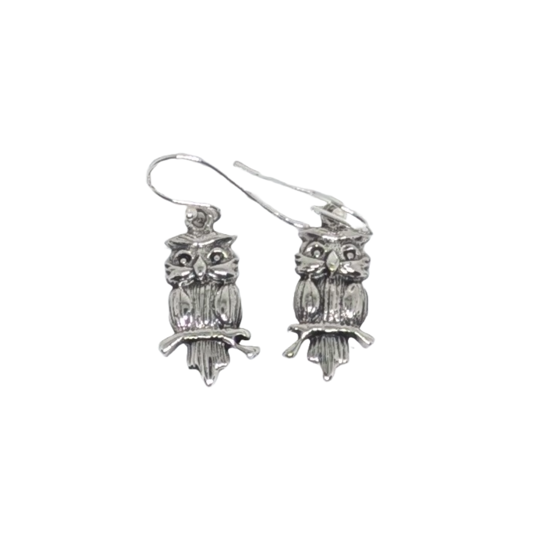 Pendientes Búho Pequeños hechos en plata 1
