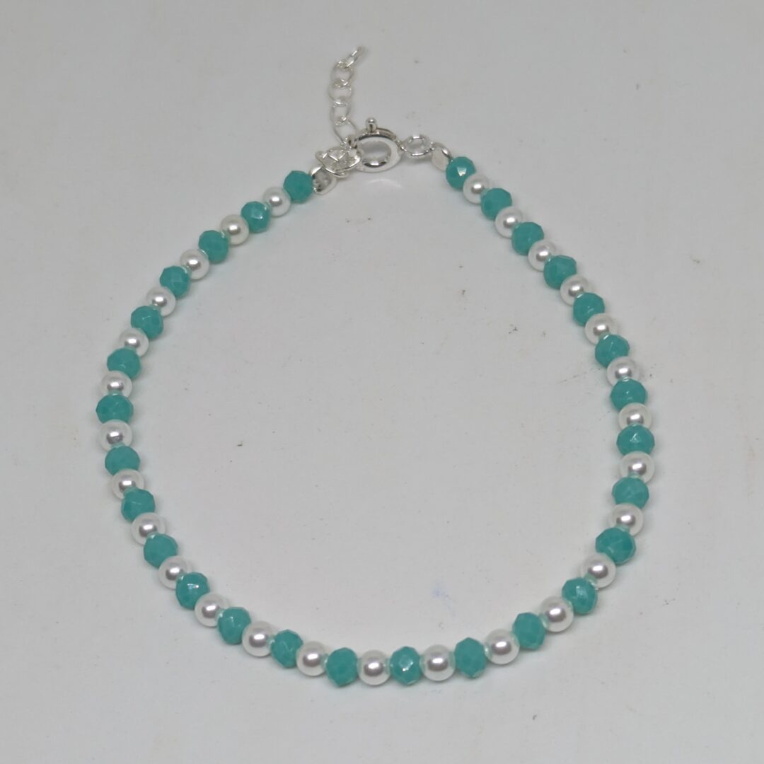 pulsera plata y npiedra verde