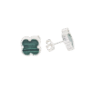 Pendientes Trebo de 4 Hojas Verde hecho en plata 2